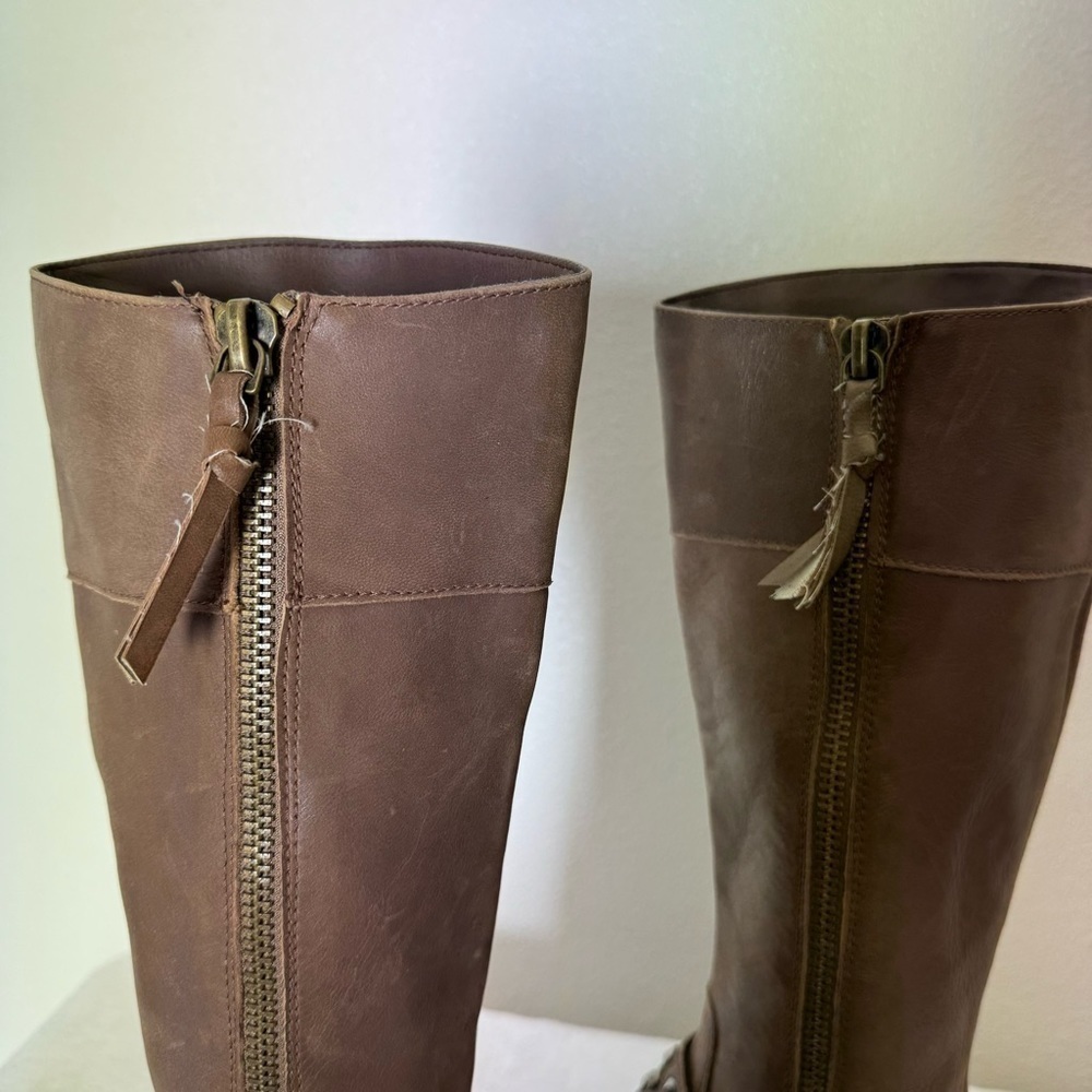 BP Knee High Brown Leather Studded Boots Size 6.5 M - Picture 5 of 10